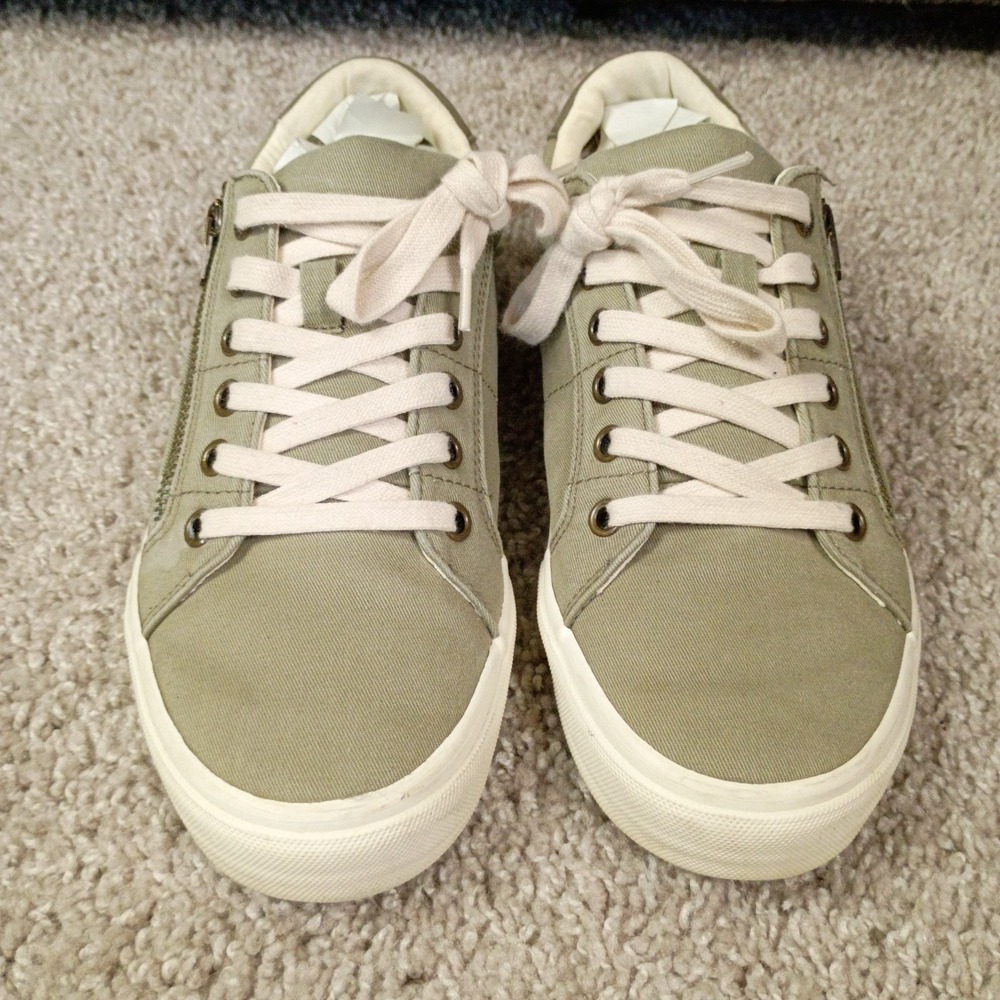 Taos Womens 8 Z Soul Canvas Zipper Casual Sneakers Lace Up Khaki Shoes - Picture 6 of 11